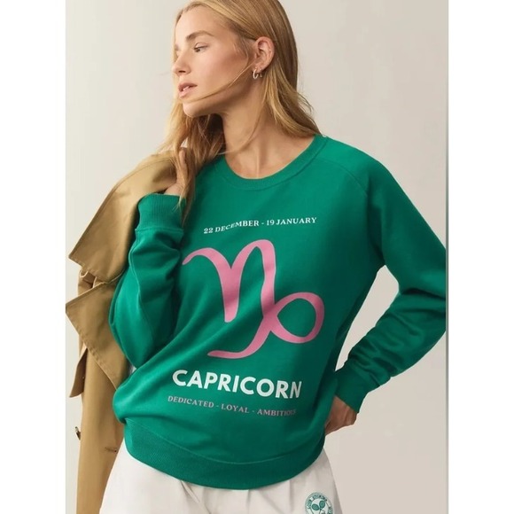 Anthropologie Sweaters - NWT Anthropologie Capricorn Zodiac Sweatshirt Crew Neck Pullover Green - Size XL